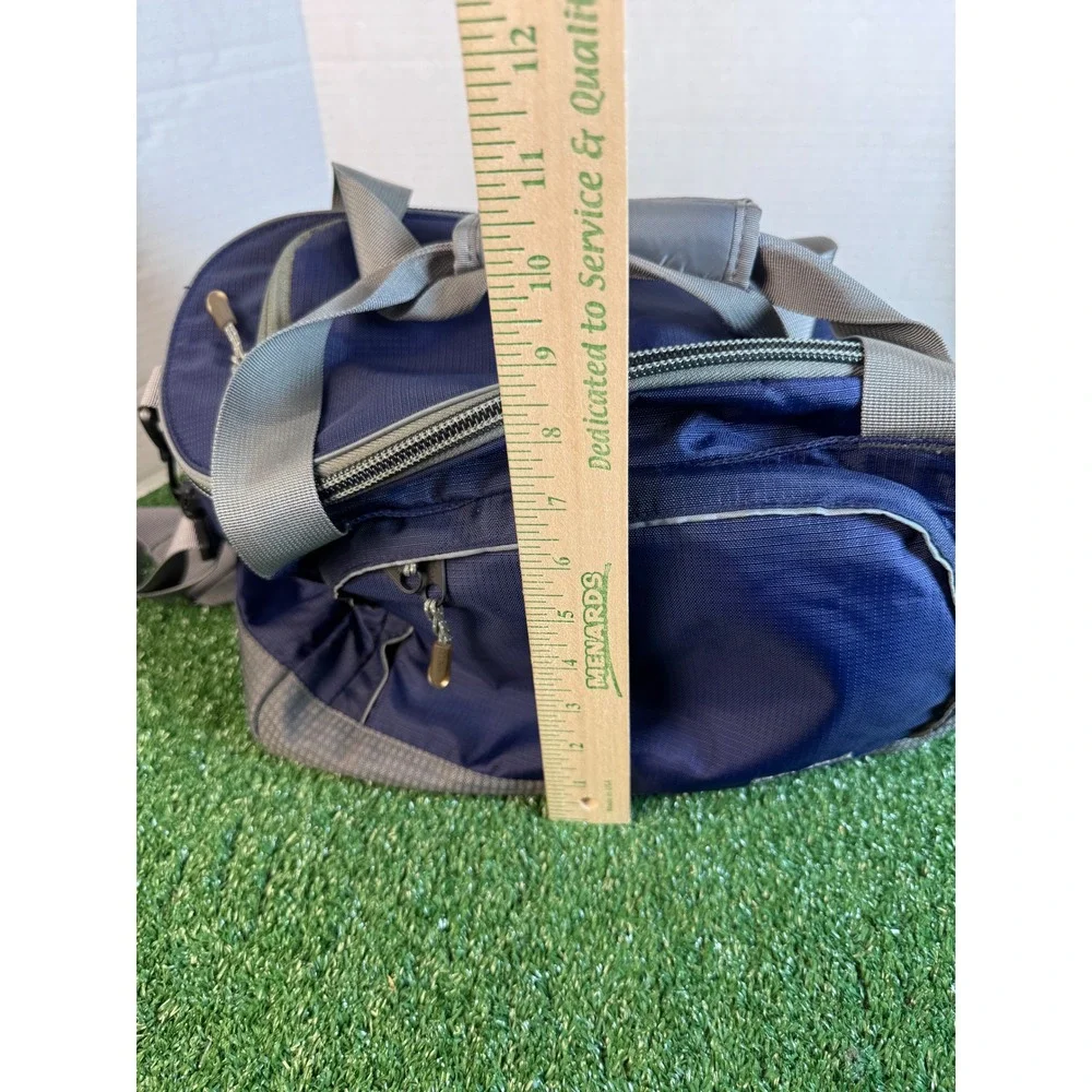 LL Bean Navy Blue Ripstop Nylon Small Duffel Bag Shoulder Strap Insulated Top